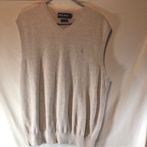Polo Golf Ralph Lauren cream cotton thin knit sweater vest